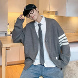 Aidase Knitted Sweaters for Men Cardigan Coat Jacket Man Clothes with Pockets Black Striped Icon Korean Autumn Sweatshirts Street S X A aidase-shop
