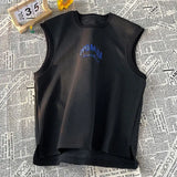 26.97Aidase American Hip-hop Personality Letter Men and Women Sleeveless Vest Short Sleeved Summer Youth Loose Casual T-shirt Top Harajuku aidase-shop