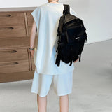 AIDASE  -  Summer New Male Sets Short Sleeve Round Neck Fashion Men T-shirt Drawstring Casual Loose Shorts Fashionable Suit aidase-shop