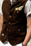 Aidase Men's Corduroy Single Breasted Suit Vest Retro Dress Vests Man Steampunk Elegant Man Coat Suits Modern Men Vests Male Working aidase-shop