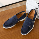 AIDASE  -  Suede Leather Men's Business Casual Shoes Handmade Double Buckle Loafers Leisure Slip on Flats Outdoor Male Driving Moccasins aidase-shop