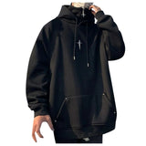AIDASE  -  Men'S High Neck Hooded Sweatshirt Stand High Street Spring And Long Sleeved Handsome Loose Top Hooded Sweat Shirt aidase-shop