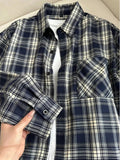 AIDASE  -  American Retro Plaid Long Sve irt Men Summer High Sensation Haome Inner Wear Cleanfit Sun Protection Coat aidase-shop