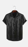AIDASE  -  Men's Short Sleeve Shirt Casual Fashionable Elegant Jacquard Turn-down Collar Button Half Sleeve aidase-shop
