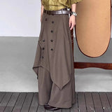 AIDASE  -  Korean Retro Trousers Skirt Solid Button Top Japanese Style New Men Women Irregular Design Pants Oversized Hakama Aesthetic aidase-shop