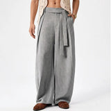 AIDASE  -  Men's Loose Fit Wide Leg Pants High Waist Pleated Casual Trousers with Belt for Streetwear Daily Outfits aidase-shop