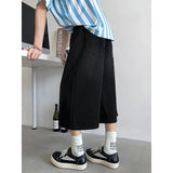 AIDASE  -  Loose Fit Cropped Jeans Elastic Drawstring Waist Stretch Denim Casual Wear Comfort Men Baggy Denin pants man Fashion Trendy aidase-shop