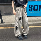 AIDASE  -  American Style Men's Ripped Jeans Korean Version Trendy Stylish High Street 2025 Summer New Denim Long Pants Tide 21E6836 aidase-shop