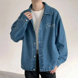 AIDASE  -  Pearl Hot Diamond Design Men's Jackets Lapel Letter Washing Single Breasted Casual Contrast Color Loose Male Coats aidase-shop
