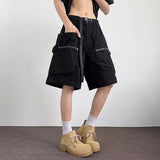 AIDASE  -  American Style Men's Shorts Summer New Straight Leg Multi Pocket Zipper Solid Color Fashionable Male Pants aidase-shop