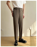 AIDASE  -  Summer Men's Straight Slim Fit Korean-style Tapered Solid Color Dress Pants Casual Trousers  28-38 aidase-shop