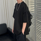 AIDASE  -  Fashion Men T-shirt Personality Three-dimensional Design Round Neck Short Sleeve Solid Color Loose Casual Male Tees aidase-shop