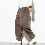 Aidase Chinese Mens Corduroy Pants Loose Wide Leg Pants Casual Winter Striped Velvet Harem Pants Straight Elastic Waist Trousers 5xl aidase-shop