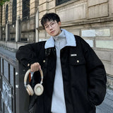 Aidase Korean Mens Lamb Wool Jacket Winter Velvet Thick Padded Parka Coat Streetwear Fashion Trend High Street Hip Hop Fur Collar Coats aidase-shop