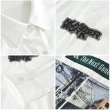 AIDASE  -  Casual Long Sleeve Shirt M2190 Fashionable Embroidery Poster Print Artistic Versatile Trendy Button up Cotton Slim Fit Women's S aidase-shop