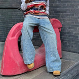AIDASE  -  European American Men's Loose Simple Basic Casual Trendy Wide Leg Denim Trousers Male New Fashion Splashed Ink Jeans Pants aidase-shop