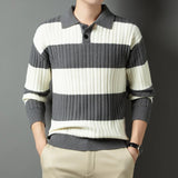Aidase Polo Shirt Luxury Men's Pullover Sweater Fashion Thick Warm Sweater Striped Casual T-shirt Men's Top Loose Knitwear aidase-shop