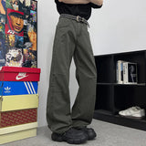 AIDASE  -  American Style Men's Overalls High Street Curved Knife Design Trendy Loose Straight Wide Leg Casual Stylish Pants 21E5826 aidase-shop