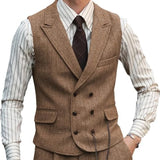 Aidase Herringbone Men Vest Dark Green Suede Leather Gentleman Business Waistcoat Vintage Regular Slim Men Suit Vest aidase-shop