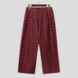 AIDASE  -  Men Plaid Pants Button Joggers Oversize Casual Wide Leg Trousers Men Streetwear 2025 Loose Fashion Male Long Pants S-5XL aidase-shop