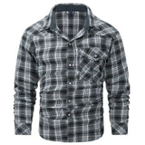 AIDASE  -  Men's Large Size Plaid Flannel Shirt Vintage Pearl Button Western Style Long Sleeve Shirt Checkered Patterned Menswear aidase-shop