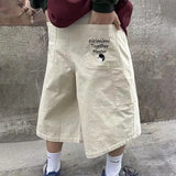 Aidase Mens Corduroy Casual Wide Leg Cropped Pants Genderless 2024 Spring New Breathable Streetwear Loose Versatile Shorts Unisex aidase-shop