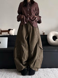 AIDASE  -  Loose Wide Leg Casual Pants Men Women Straight Cut Floor Length Trousers Waed Folded Knife  Casual Pants Vintage Japane aidase-shop