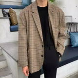 AIDASE  -  Men Blazer Plaid Lapel Long Sleeve Button Casual Suits Men Streetwear 2025 Autumn Fashion Leisure Male Coats S-5XL aidase-shop