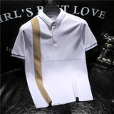 Aidase New Summer High-end Retro British Style Fashion Patchwork Contrasting Color Casual Business Loose Short Sleeved POLO Shirt