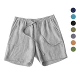 AIDASE  -  Summer Cotton Linen Shorts Men Casual Drawstring Elastic Waist Solid Beach Short Trousers Comfort Breath Sports Home Shorts aidase-shop