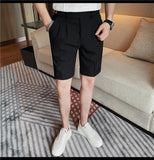 AIDASE  -  New Men Summer Slim-fit British Style Suit Shorts Light Luxury Business Straight-leg Shorts Leisure Button-down Half-pants M-3XL aidase-shop