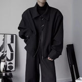 AIDASE  -  Casual Loose Short Black Collar Jacket for Men Stylish Simple Korean Version Versatile Top Outerwear Fashionable Personality aidase-shop