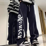 AIDASE  -  American Letter Print Casual Sports Pants Men Women Trendy Loose Thickened Fashion Sweatpants Hip-hop Wide-leg Trousers Urban aidase-shop