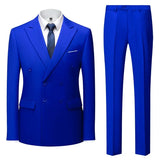 Aidase  Fashion New Men's Casual Boutique Double Breasted Suit Trousers / Man's Business Suit Jacket Blazers Coat Pants 2 Pcs Set aidase-shop