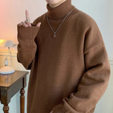 AIDASE  -  Men's High Ne Knitted Sweater Pure Color Loose Fit Winter Warm Trendy Hong Kong Sle Underwear Casual Long Sve Top aidase-shop