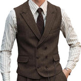 Aidase Herringbone Men Vest Dark Green Suede Leather Gentleman Business Waistcoat Vintage Regular Slim Men Suit Vest aidase-shop