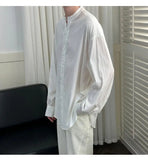 AIDASE  -  Simple Male Shirt 2025 Summer New Niche Design Casual Trendy Long Sleeve Stand Collar Tops Versatile Menswear Tide aidase-shop