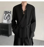 AIDASE  -  Spring Niche Suit Darkwear V-neck Chinese Men's Suit Jacket Solid Color Korea Fashion Male Tops aidase-shop