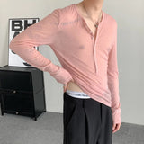 AIDASE  -  Summer Fashion Trendy Elastic Slim Fit Design Long Sleeved 2025 Korea Fashion Round Neck Luxury Male Tops aidase-shop