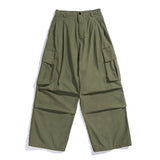 Aidase Men Green Khaki Multi-pocket Overalls Mens Loose Wide-leg Streetwear Cargo Pants Casual Straight Plus Size Trousers Boys S-XXL aidase-shop
