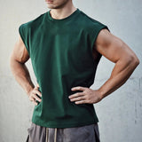 AIDASE  -  Muscular Men's Loose Vest All Cotton Moisture Wicking Sweat Sports Casual Running Basketball Training Shirt Solid Color aidase-shop