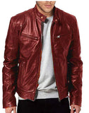 AIDASE  -  Men's Men's Leather Jacket Male Teen Stand-up Collar Punk Men's Locomotive Leather Jacket aidase-shop