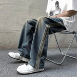 AIDASE  -  Retro Jeans Men's Versatile Loose Trendy Brand Handsome Striped Straight Pants aidase-shop