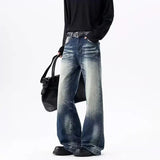 AIDASE  -  American Vintage Waed Distred Men's Jeans Elastic Casual Sle mid Waist Zipper Fly Slim Fit Long Trousers for Men aidase-shop