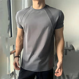 AIDASE  -  Muscle-Building Boxy ort-Sve T-irt for Men American Sle Small Collar Fitn Decosition f Sve aidase-shop
