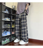 AIDASE  -  Men's Plaid Casual Pants Loose Straight Hong Kong Style Spring Autumn New Fashion Comfortable Breathable Men's Trousers aidase-shop