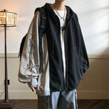 AIDASE  -  Fashion Zipper Pockets Spliced Bandage Hoodies Sweatshirts Men's Clothing Autumn New Loose Korean Tops Casual Sweatshirts aidase-shop