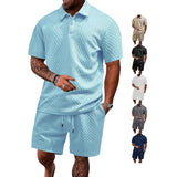 AIDASE  -  Summer European and American jacquard cloth men's casual sports thin lapel polo shirt short-sleeved suit aidase-shop