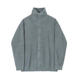 AIDASE  -  Spring Autumn New Fashion Korean Style Men's Solid Color Single-breasted Stand Collar Casual Trendy Loose Knitted Cardigans Male aidase-shop