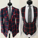 Aidase Plaid Men Wedding Suits Notched Lapel Tuxedos Slim Fit 2 Pcs Jacket Vest For Groom Business Party Prom Custom Made